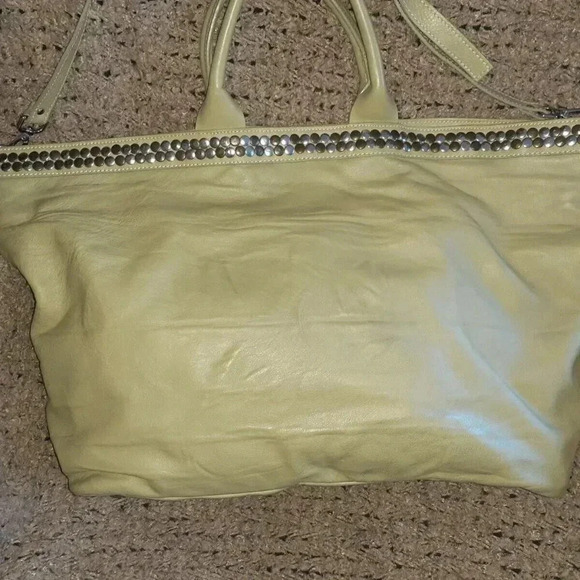 ANTONIO CRISTIANO-Light Olive Italian Leather Tote/Shoulder/Xbody-Studded-NEW - Picture 4 of 8